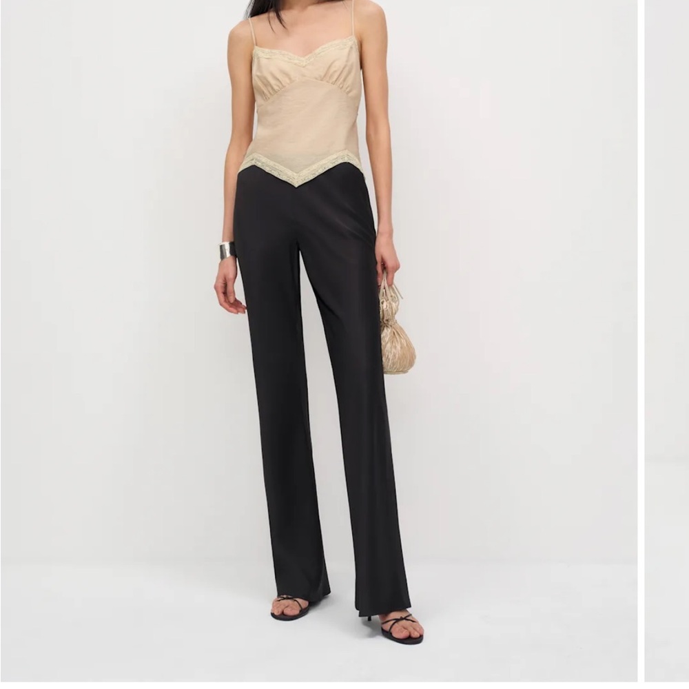 Reformation gale satin mid rise bias pant